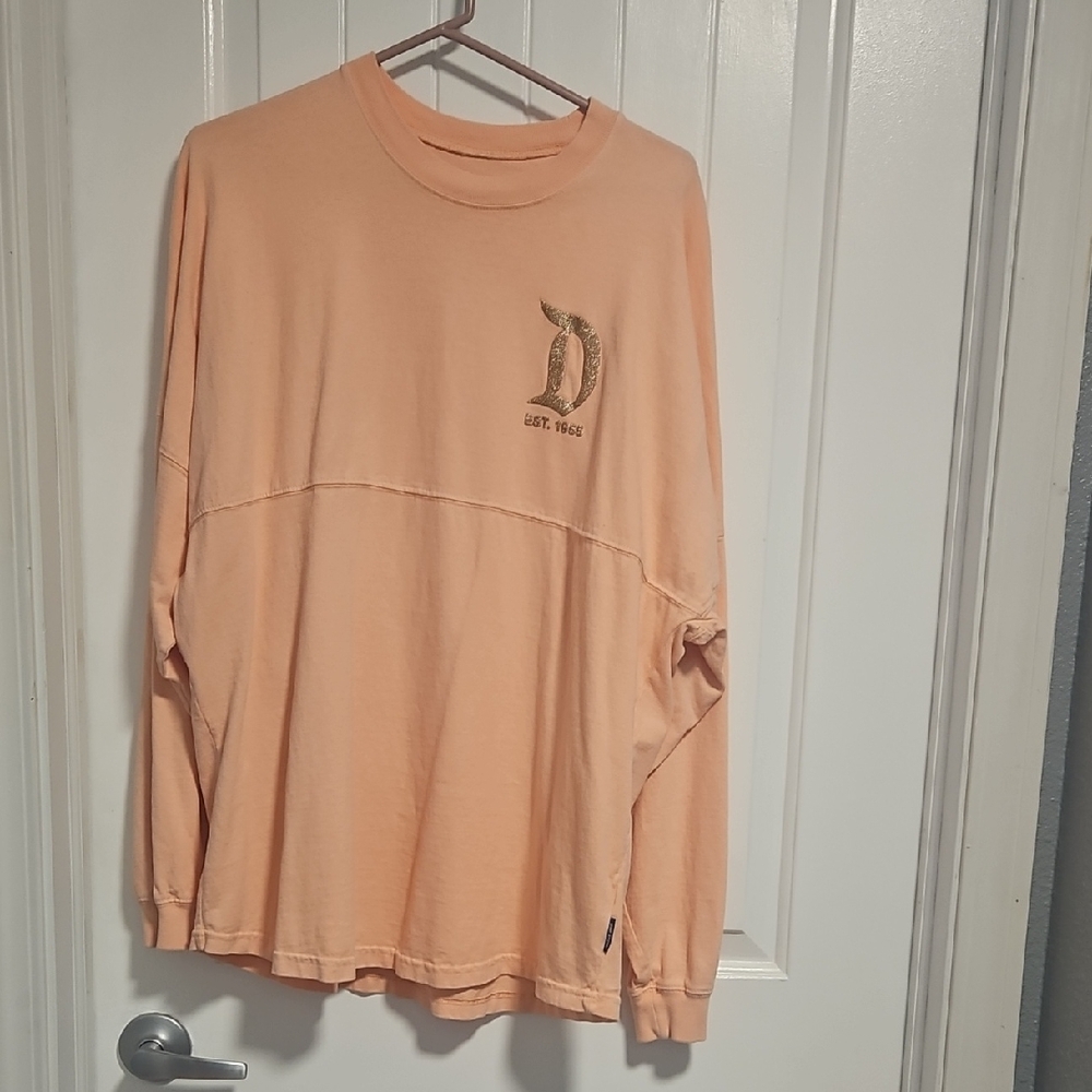 Disney Peach Long Sleeve Top with Gold Logo